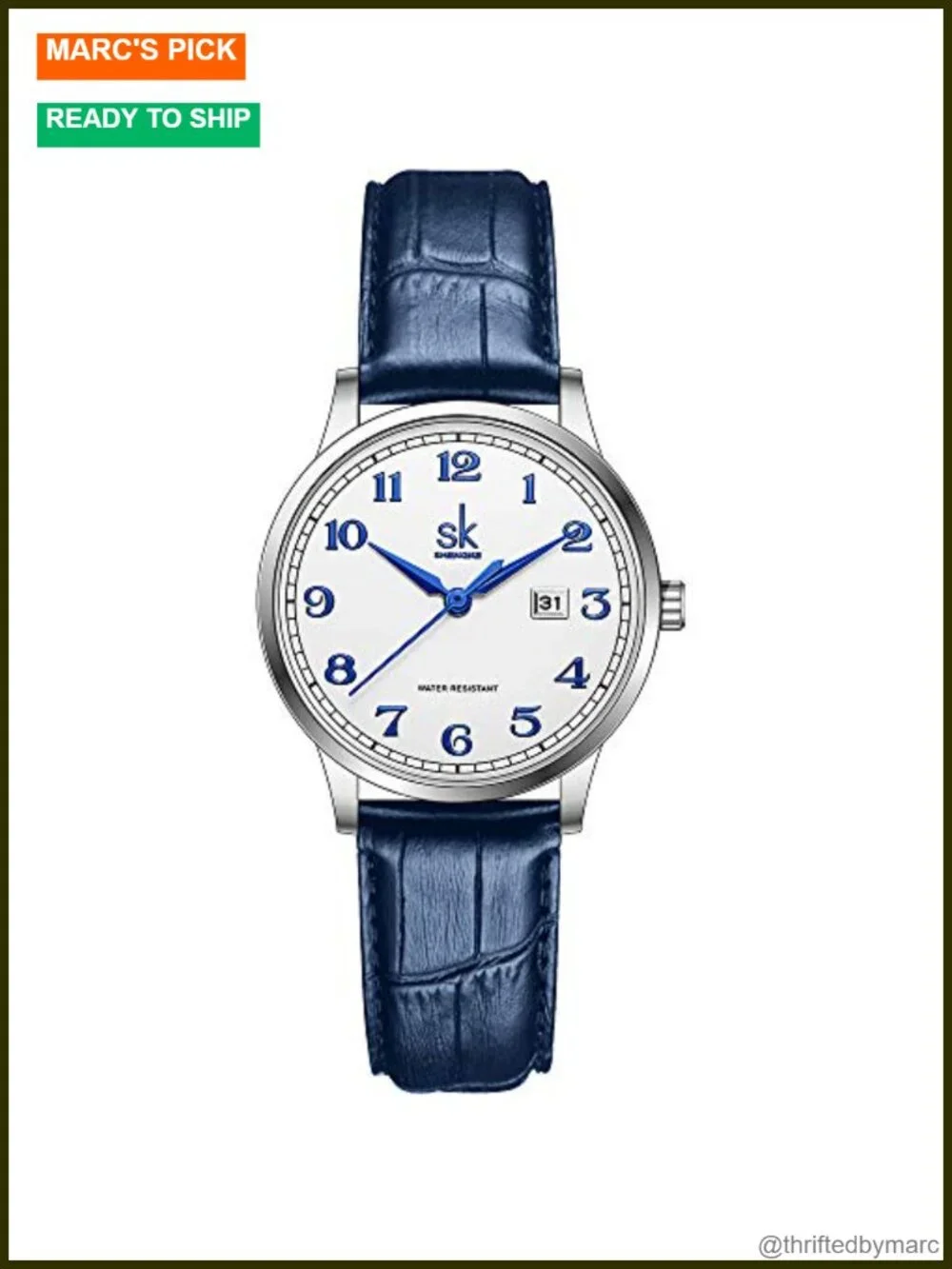 Classic Easy Read Watch with Genuine Leather Band Calendar Ladies Watch
